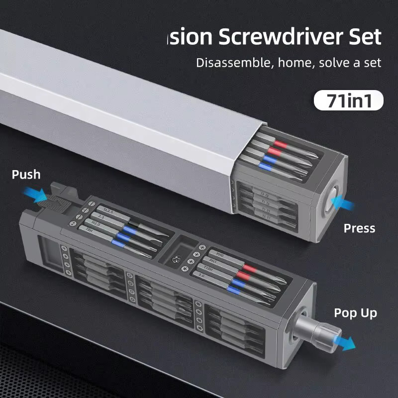 Galacok 71-in-1 Schraubendreher-Set mit magnetischen Bits in Grau für präzise Reparaturen an iPhone, Xiaomi, Uhren und PC - Bild 2