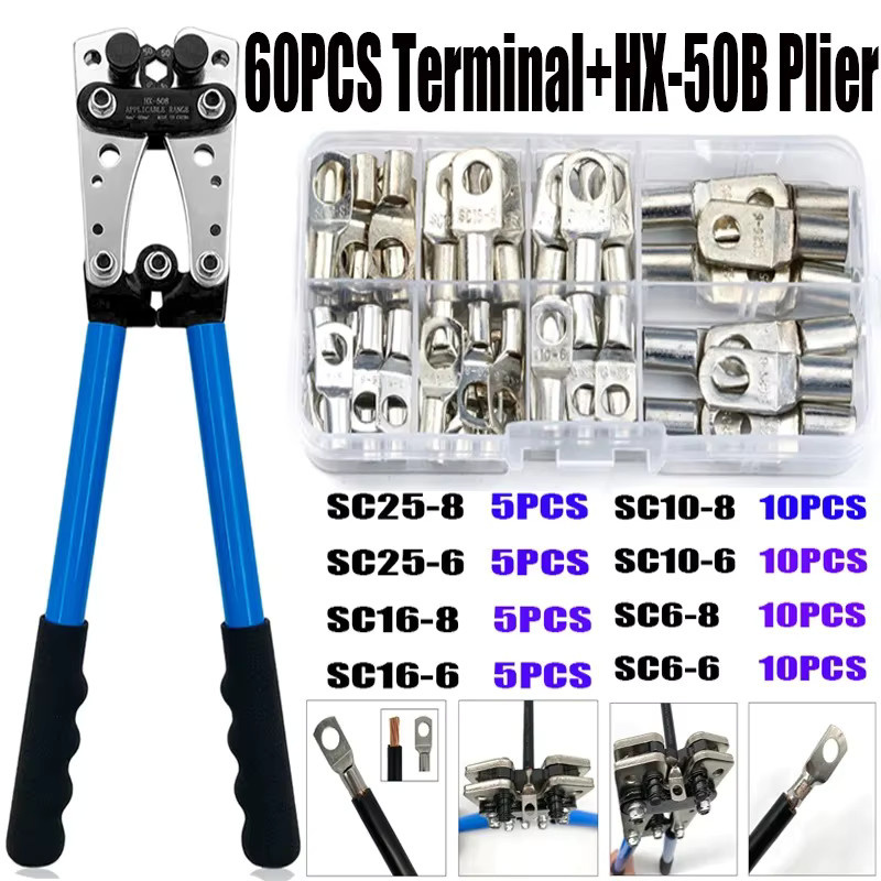 HX-50B Kupfer Ring Terminal Set mit Lötanschlüssen in Silber für Auto und Batterie - Bild 2