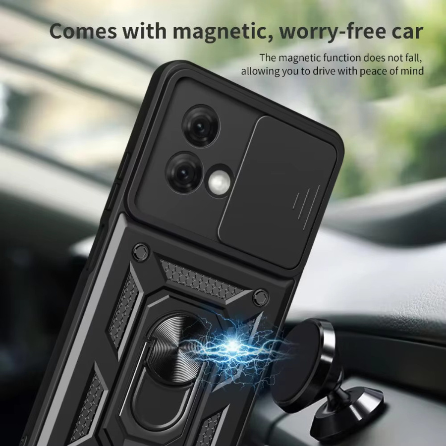 Magnetische Slide Lens Handyhülle mit Ringhalter für Motorola Moto G85 84 73 72 71 62 60S 32 30 24 22 20 14 10 04 Power 4G in Schwarz oder Gold - Bild 2