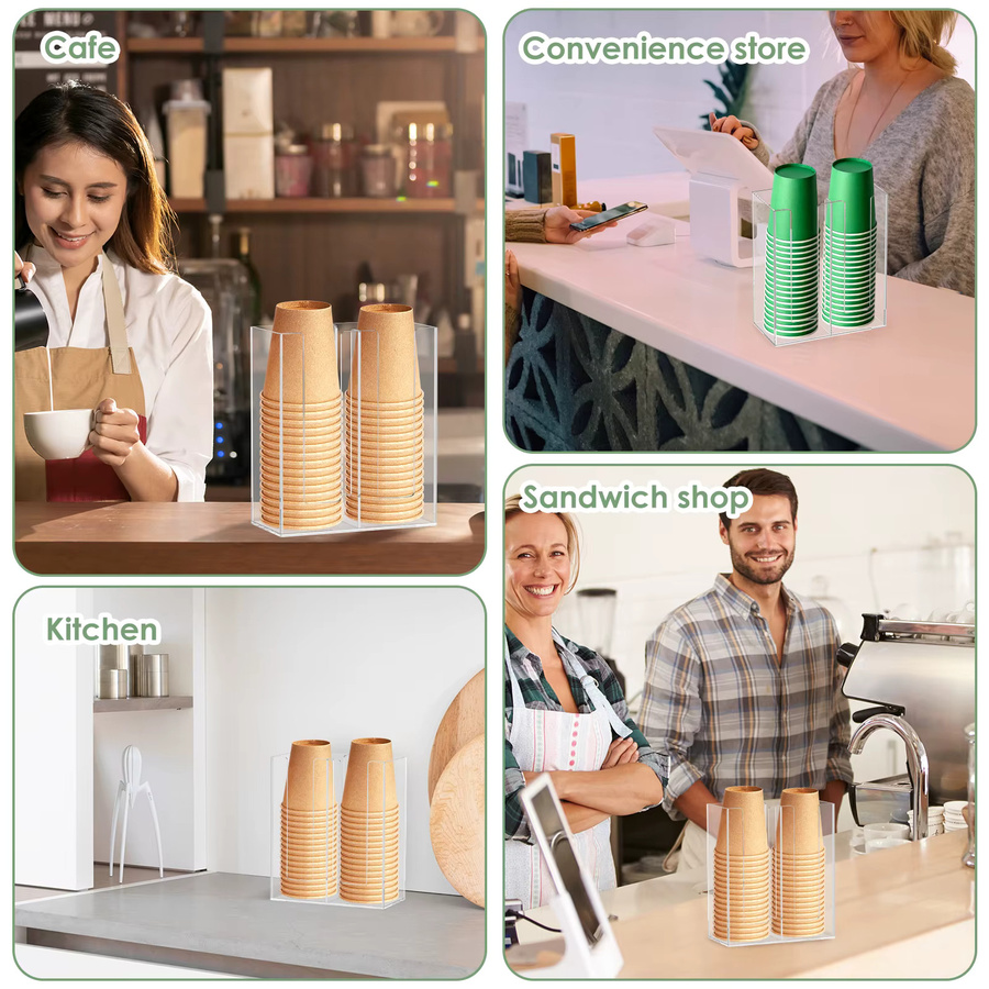 Willstar Einweg-Tassen-Aufbewahrungshalter aus Acryl in Transparent, Organizer für Tee- und Kaffeetassen sowie Pappbecher - Bild 4