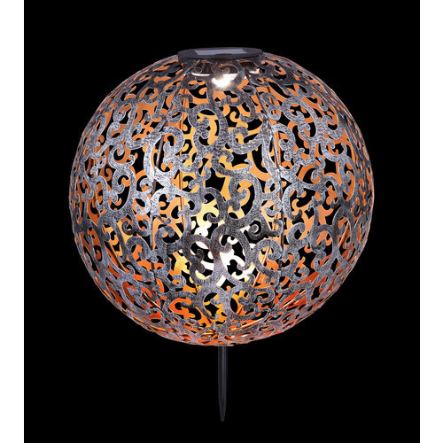 Globo LED-Solaraußenleuchte Kugel aus Metall in Silber mit antikes Design, B/T/H: 40 x 28,5 x 28,5 cm - Bild 3