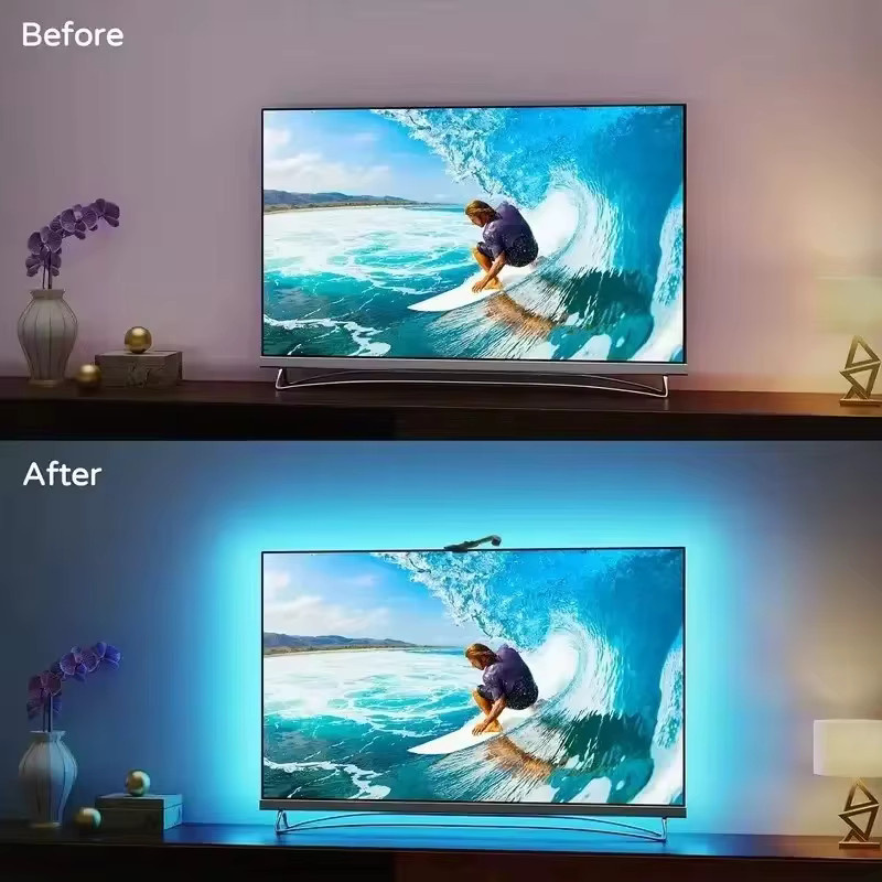 LeiiGeeGo RGBIC LED TV Hintergrundbeleuchtung mit Ambilight-Funktion und USB-Anschluss, Multicolour - Bild 4