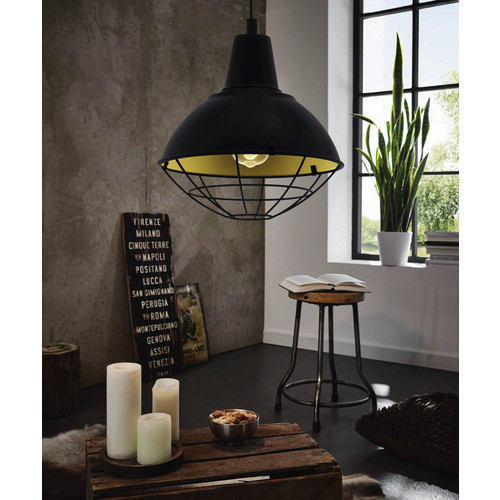 Eglo Hängeleuchte CANNINGTON aus Stahl in Schwarz und Goldfarben, E27, Höhe: 150 cm, Durchmesser: 30,5 cm - Bild 2