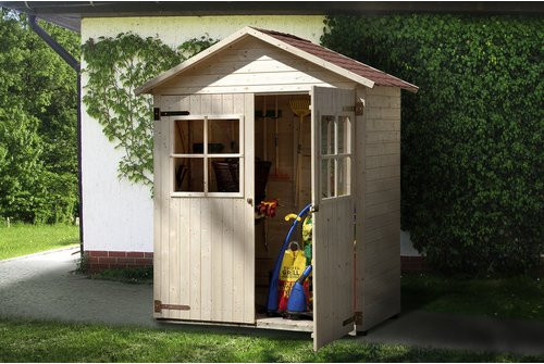 WEKA Gartenschrank aus Holz in Natur und Beige, B/H/T: 185 x 216 x 105 cm - Bild 1