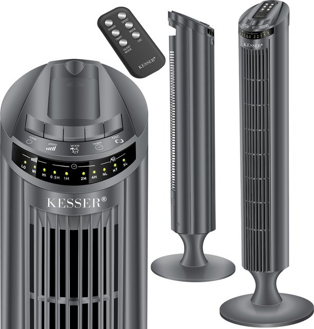 KESSER Turmventilator mit Fernbedienung und LED Display in Grau - Bild 1