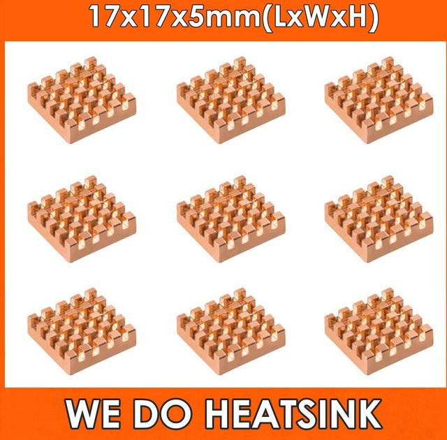 Quadratischer Kupfer-Kühlkörper von WE DO HEATSINK in Braun und Orange, B/T/H: 1,7 x 1,7 x 0,5 cm - Bild 1