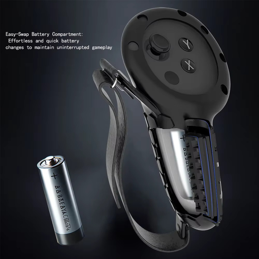 CIVITON XR Touch-Controller-Griff mit Fallschutzriemen und Batterieabdeckung für Meta Quest 3S und Quest 3 in Schwarz oder Weiß - Bild 3