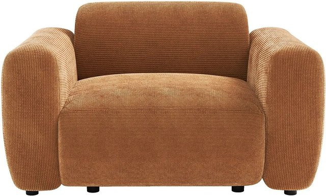 Maison Céphy Sessel Pogni mit gerader Rückenlehne und Armlehnen in Terracotta Feincord, Breite: 130 cm - Bild 1