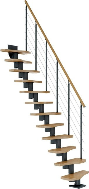 Dolle Mittelholmtreppe Basel Eiche Anthrazit variabel bis 315 cm Breite: 64 cm - Bild 1