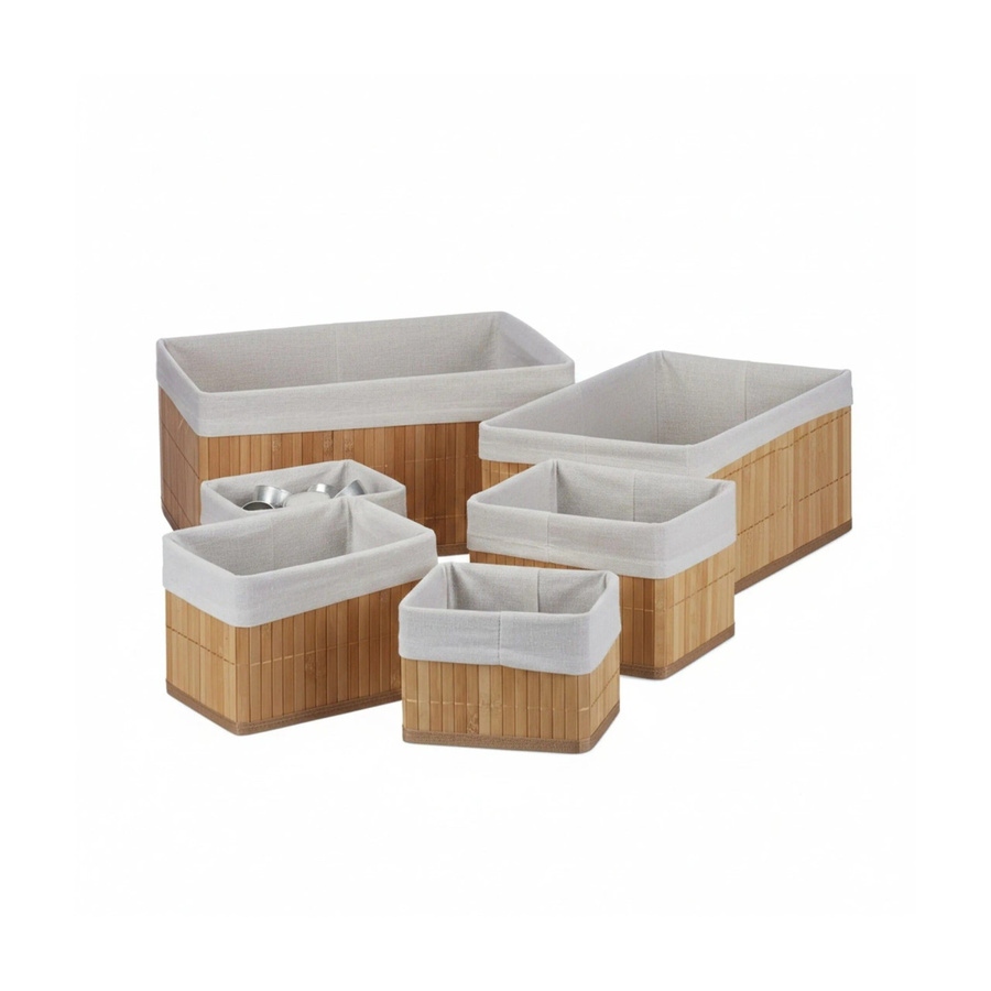 Relaxdays Aufbewahrungskorb aus Bambus in Natur Beige, 6er Set, B/T/H: 35 x 17 x 25 cm - Bild 2