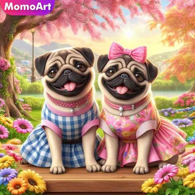 Momoart DIY Diamantmalerei Hund Tierbild als Strass Stickerei-Set in Multicolour, B/B/H: 20 x 20 x 20 cm - Bild 1