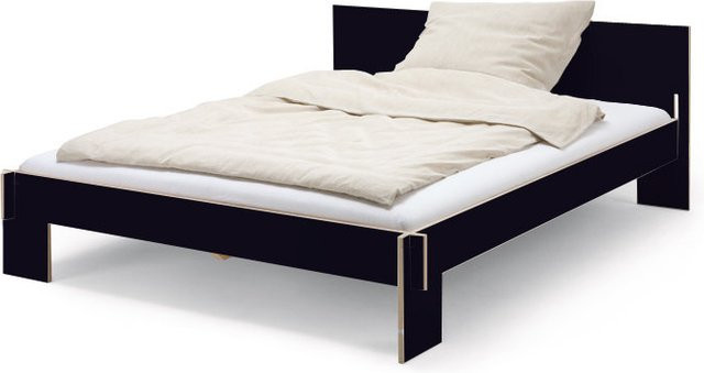 Moormann Siebenschläfer Bett mit Kopfteil in Schwarz aus Sperrholz - Bild 1
