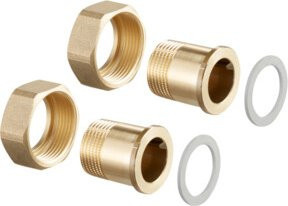 Oventrop Anschlussset DN 40 mit Außengewindetüllen R 1 1/2 in brushed Brass - Bild 1