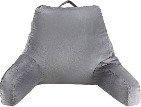 VEVOR Lesekissen mit Memory Foam und Samtbezug in Grau, Rückenkissen mit 3 Taschen und praktischem Tragegriff - Bild 1