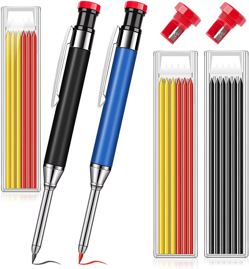 Professionelle Tischler-Meta-Bleistift-Nachfüllminen für mechanische Stifte mit Tieflochfunktion in Blau aus Metall - Bild 4