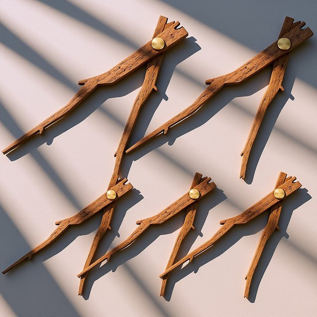 5 Sets Uhrzeiger aus Holz in Braun für DIY-Uhren und Bastelarbeiten mit klassischem Finish - Bild 1