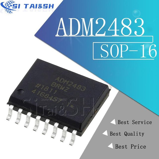 Si Tai&SH Elektronik-Komponenten Set mit ADM2483BRWZ, ADM693FARWZ, ADM2485BRWZ, ADM2486BRWZ und ADM3054BRWZ in Schwarz, SOP16 Gehäuse - Bild 1