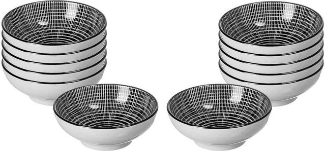 Ritzenhoff & Breker Dipschalen Takeo Stripes aus Porzellan, Weiß, 12er Set, Durchmesser: 8 cm - Bild 1