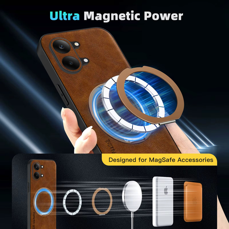 Retro Leder Handyhülle mit magnetischem Ringständer für Xiaomi Poco X8 Pro Max, X7 und F8 Ultra in Grau oder Braun - Bild 3