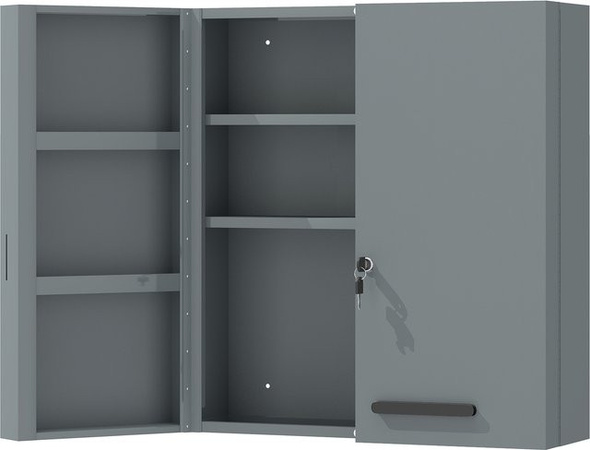 kleankin Medizinschrank aus Stahl mit 2 Türen und 6 Regalen, abschließbarer Erste-Hilfe-Schrank für Küche, Flur oder Wohnzimmer, Farbe: Anthrazit/Grau, B/T/H: 55 x 18 x 60 cm