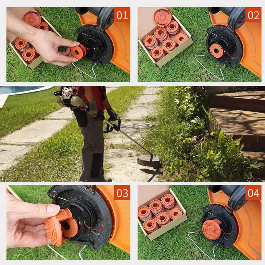 Worx Ersatz-Rasentrimmerfaden-Spulenset in Orange mit 3,1 m Fadenschnur für Weed Eater und Edger - Bild 2