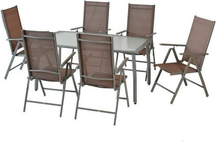 MERXX Gartenmöbel-Diningset Amalfi, 7-teilig, braun, Aluminium und Glas, 6 Sitzplätze - Bild 1