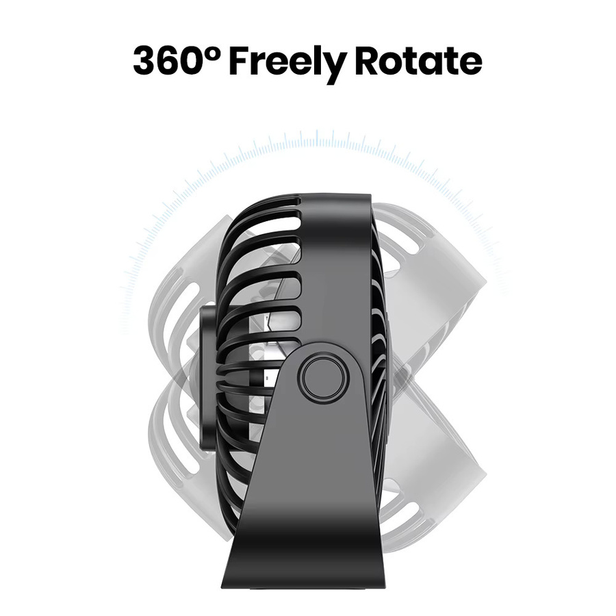 TOPK 4-Zoll USB-Mini-Ventilator in Schwarz mit 3 Geschwindigkeiten und 360 Grad Verstellbarkeit für Camping und Zuhause - Bild 2