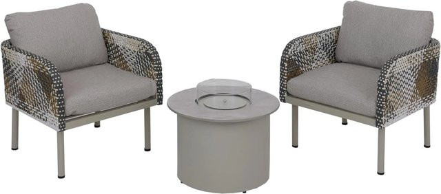 MCW Poly-Rattan Lounge-Set P80 mit Tischkamin in Beige - Bild 2