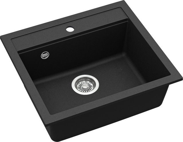 Helika Einbauspüle Quadro aus Granitverbundstoff in Schwarz, B: 56 cm, T: 51 cm - Bild 1