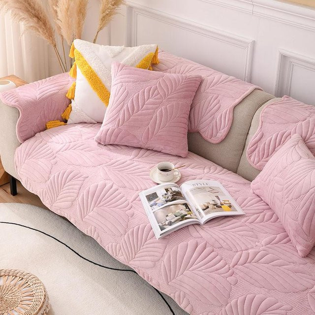 Super Six Universal Sofabezug für alle vier Jahreszeiten, verdicktes Jacquard-Velvet mit floralem Design, rutschfest, Farbe: Rosa, B/T/H: 70 x 70 cm - Bild 1