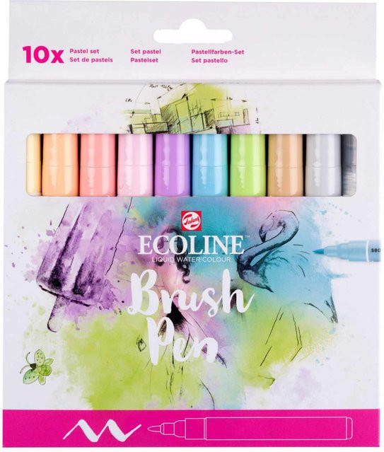 ECOLINE Brush Pen Set mit 10 Pastellfarben in Multicolour - Bild 1