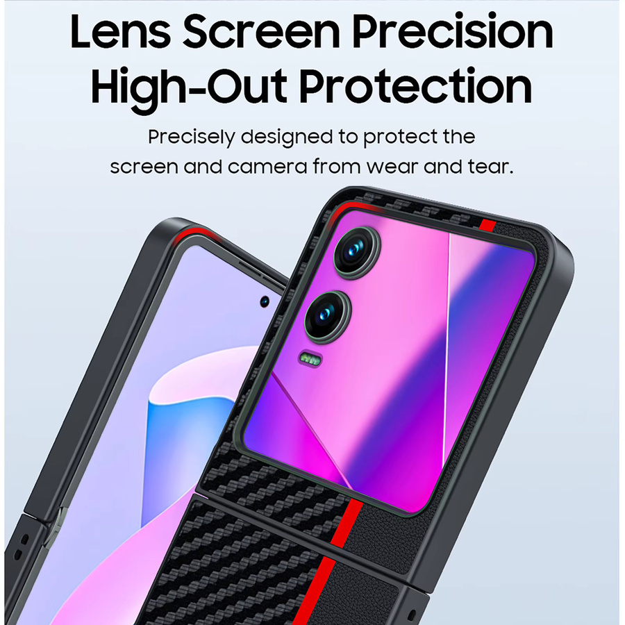 Schutzhülle für Tecno Infinix Zero Flip mit Carbonfaser-Muster und Leder-Design in Blau oder Schwarz - Bild 4