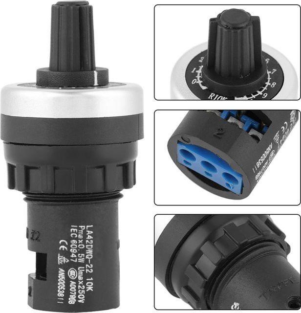 YOSOO 10k Potentiometer in Schwarz für VSD VFD Frequenzumrichter zur Schalttafel-Einbau - Bild 1