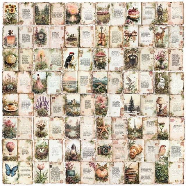 Set mit 50 oder 100 transparenten Vintage-Aquarell-Aufklebern aus wasserfestem PET für dein Tagebuch, Notebook und Schreibwaren, Mehrfarbig - Bild 1