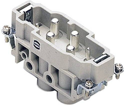Harting Han Com 4 + PE Stifteinsatz mit Schrauben, Grau, 09380062611 - Bild 1