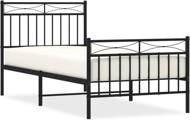 vidaXL Bettgestell aus Metall mit Kopf- und Fußteil in Schwarz, B/L: 90 x 200 cm - Bild 1