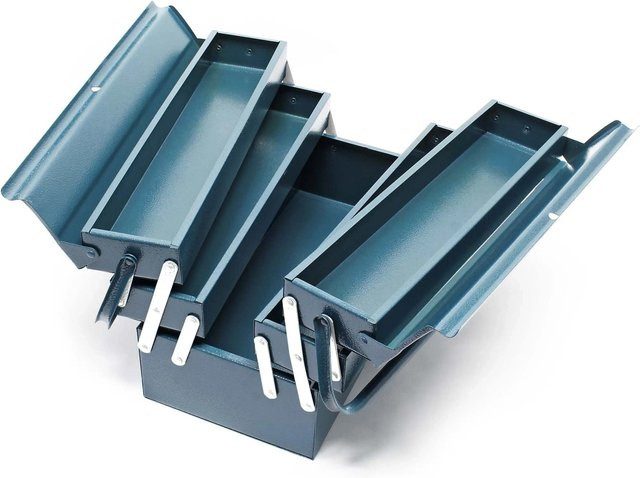 Wiltec Werkzeugkiste aus Stahl mit 5 Fächern und Einsätzen, Blau, B/T/H: 53,0 x 20,0 x 20,0 cm - Bild 1