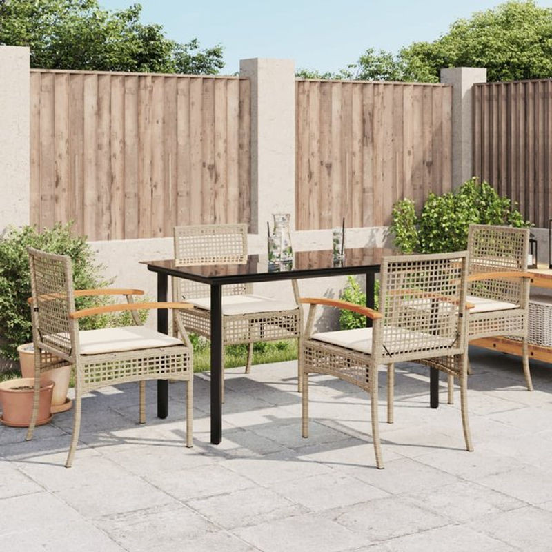 Vidaxl Gartenmöbel-Set aus Polyrattan mit Kissen, 5-teilig, Beige - Bild 1