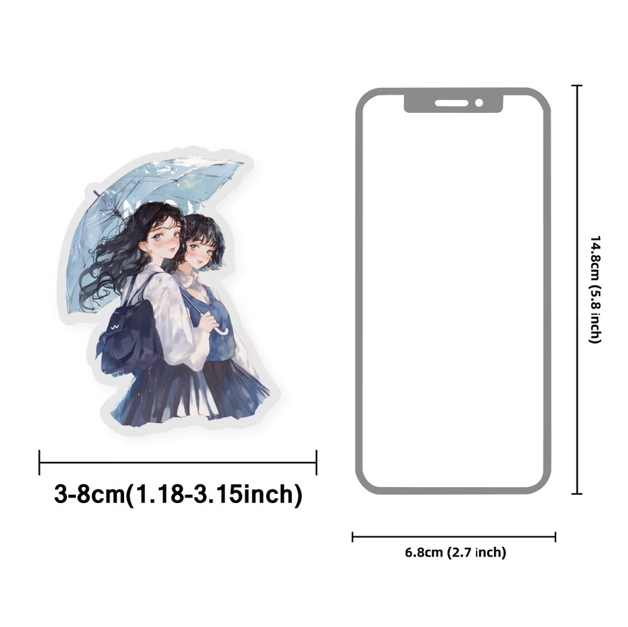 15 Stück etori life Rainy Day Girl Sticker Set in Multicolour für Laptop, Handyhülle und DIY-Tagebuch - Bild 2