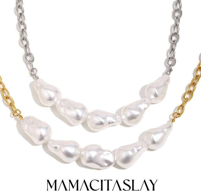 MamacitaSlay Halskette Edelstahl, 18K vergoldet, Perle, Damen - Bild 1
