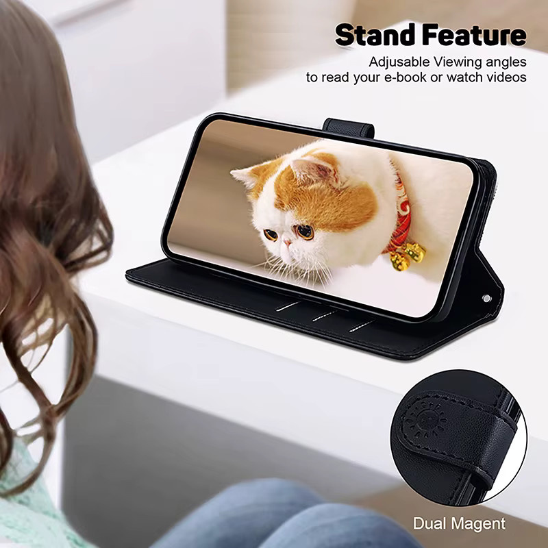 Magnetische Leder-Telefonhülle für Honor Play 9T 5G 7A 8A 8X 9x 20 200 400 Lite Smart 200 400 Pro 5G View 20 Flip-Cover Wallet Case in Schwarz - Bild 3