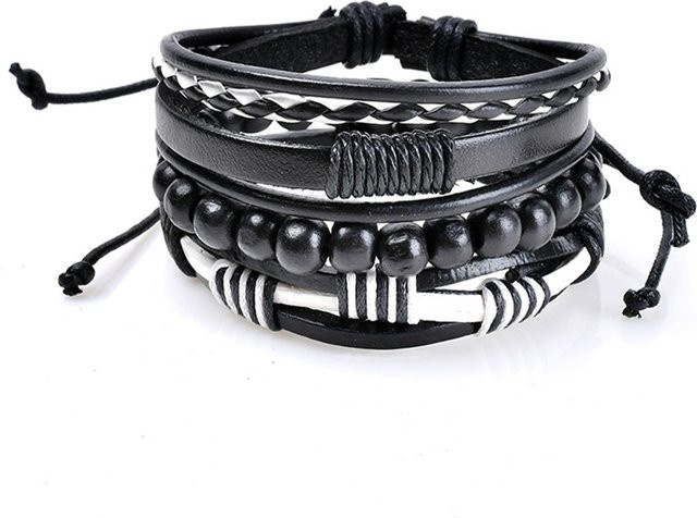 Neoglint Armband, Leder, Edelstahl, Schwarz, Unisex - Bild 1