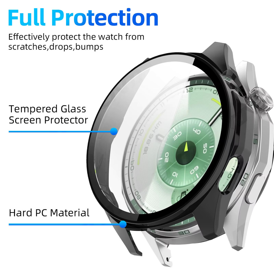 ONM Schutzset für Huawei Watch GT 6 in Grün mit kratzfestem Glas-Displayschutz und harter PC-Schutzhülle - Bild 2