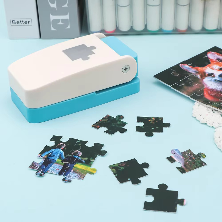 Tragbarer Mini-Puzzle-Stanzer in Blau für DIY-Foto-Puzzleteile und Scrapbooking aus Kunststoff - Bild 3