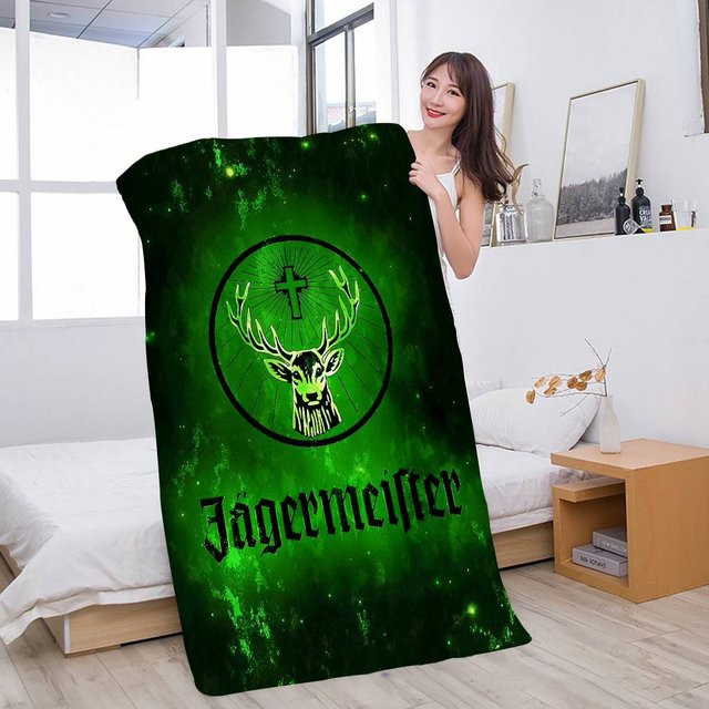 Creative Man Mikrofaser Strandtuch Jagermeister Design, schnelltrocknendes Pooltuch aus Polyester, B: 89 cm, H: 183 cm - Bild 1