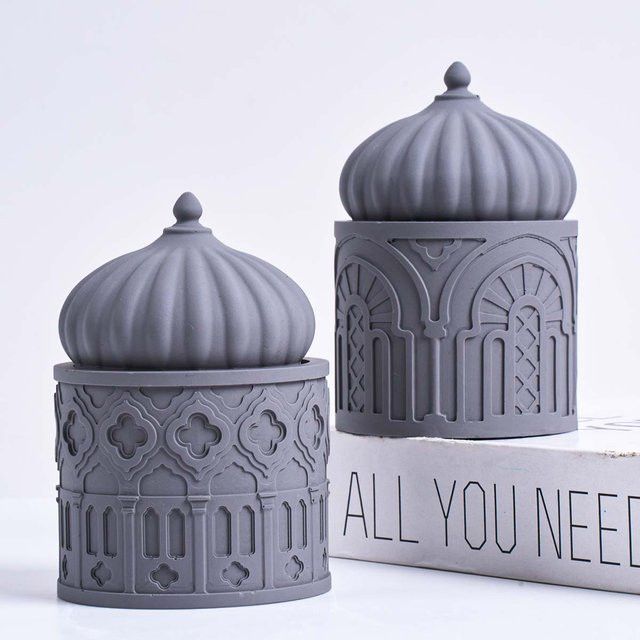 UDOCOOL Silikonform für DIY Kerzen und Beton Blumentöpfe im islamischen Stil mit Deckel - Bild 1