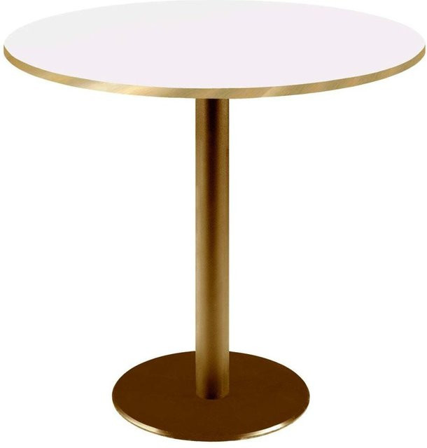 RestooTab Tisch Rome rund mit weißer Platte und goldmetallic Gestell, Höhe: 75 cm, Durchmesser: 70 cm - Bild 1