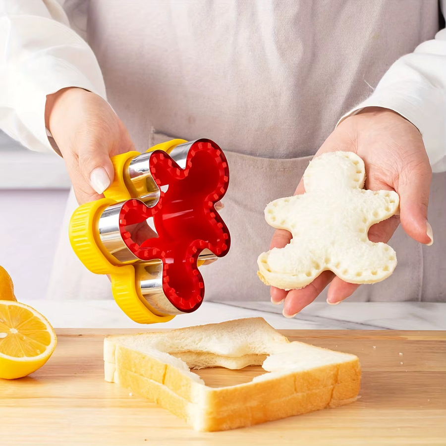 2er-Set Edelstahl Ausstecher aus Weihnachtsbaum und Lebkuchenmann für Sandwich, Cookies und Gebäck - Bild 3