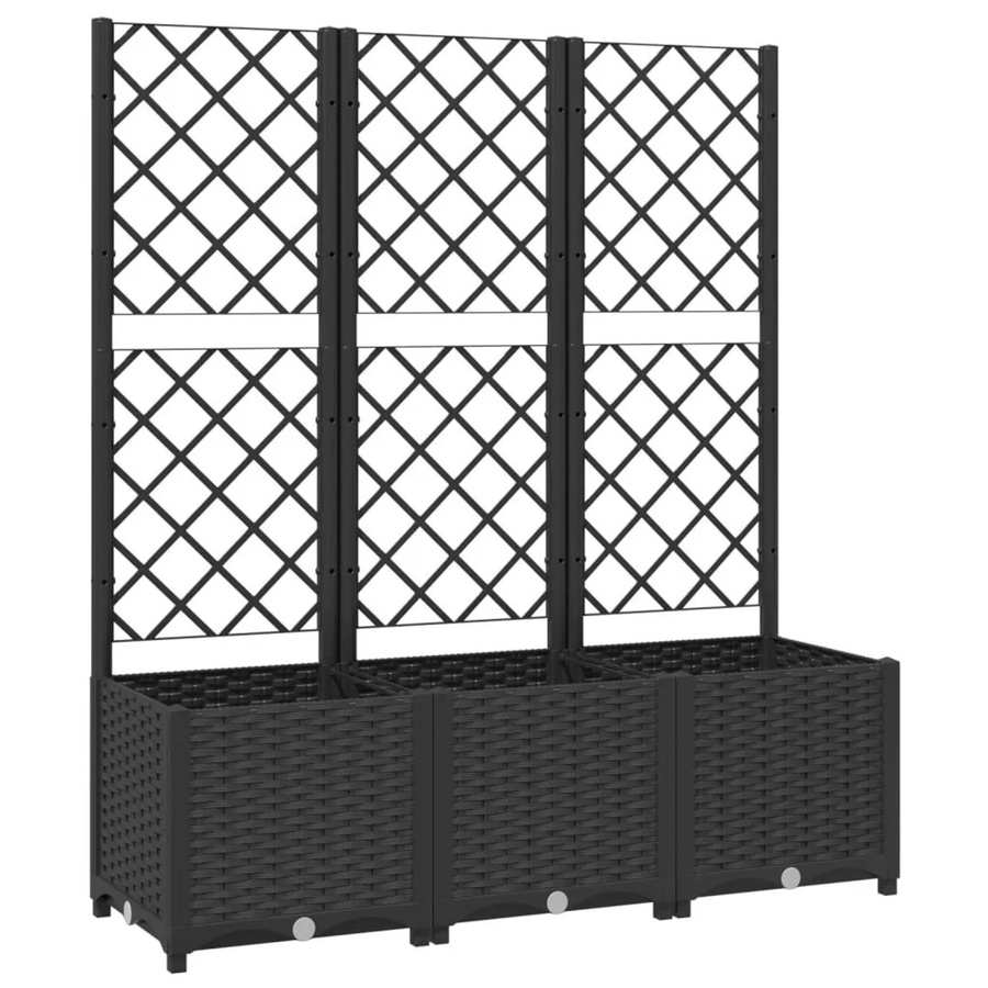 vidaXL Hochbeet Garten-Pflanzgefäß mit Spalier in Schwarz aus Polypropylen, B/T/H: 120 x 40 x 136 cm - Bild 2