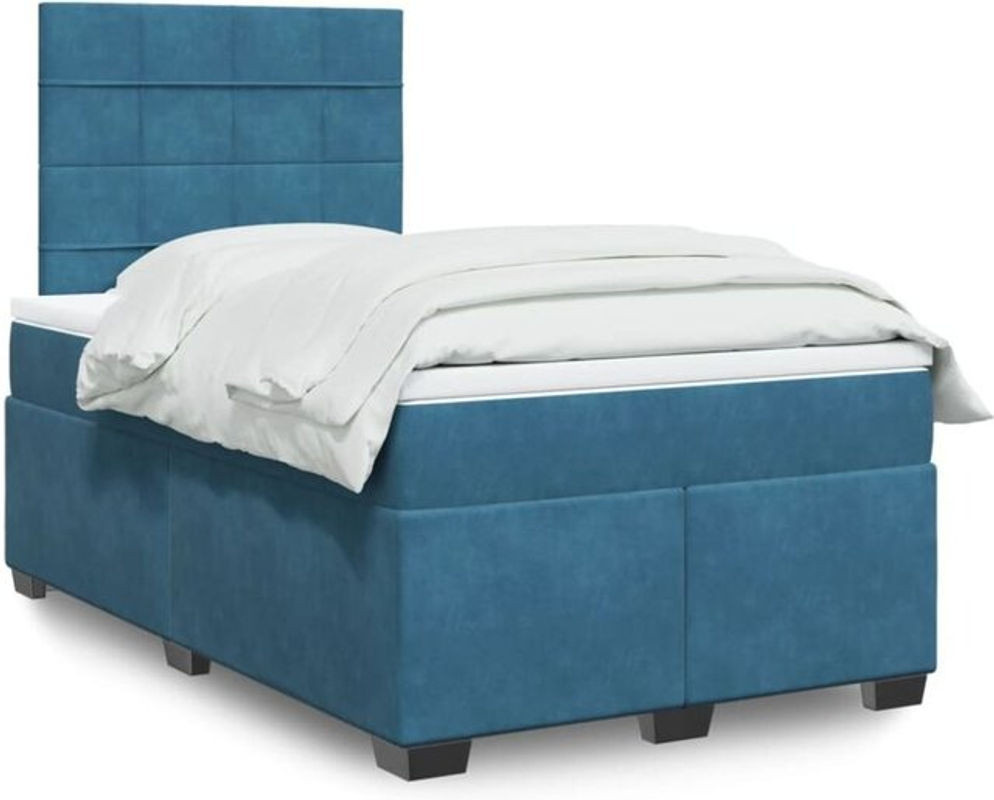 Vidaxl Boxspringbett mit Matratze aus Samt in Blau B/T/H: 120 x 190 cm - Bild 1